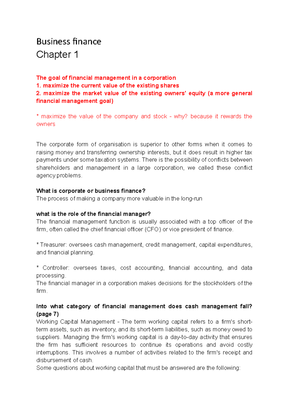 Summary Essentials of Corporate Finance - Chapter 1 - Business finance ...