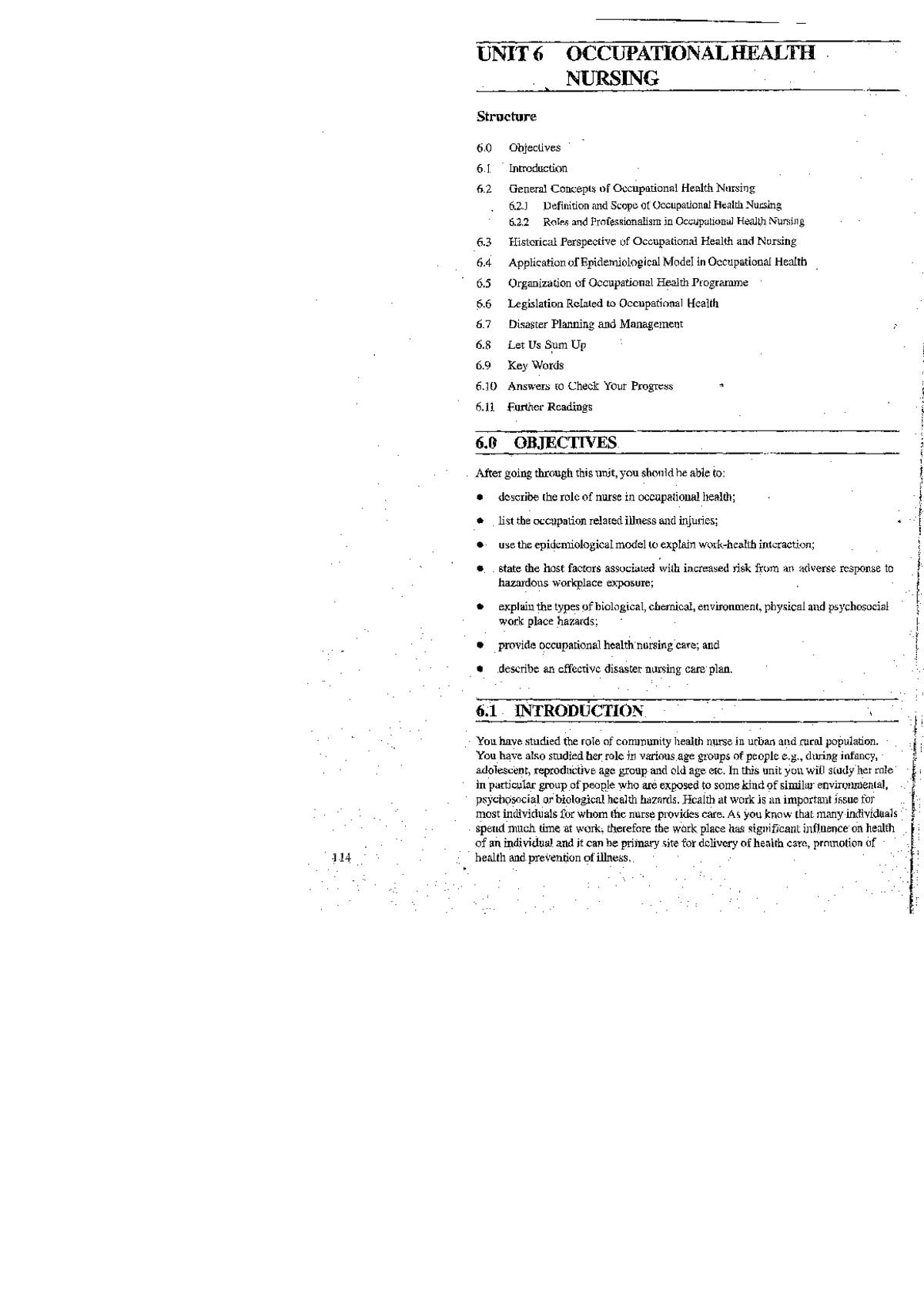 Occupational health nursing exam notes UNIT 6 OCCUPATIONAL Structure