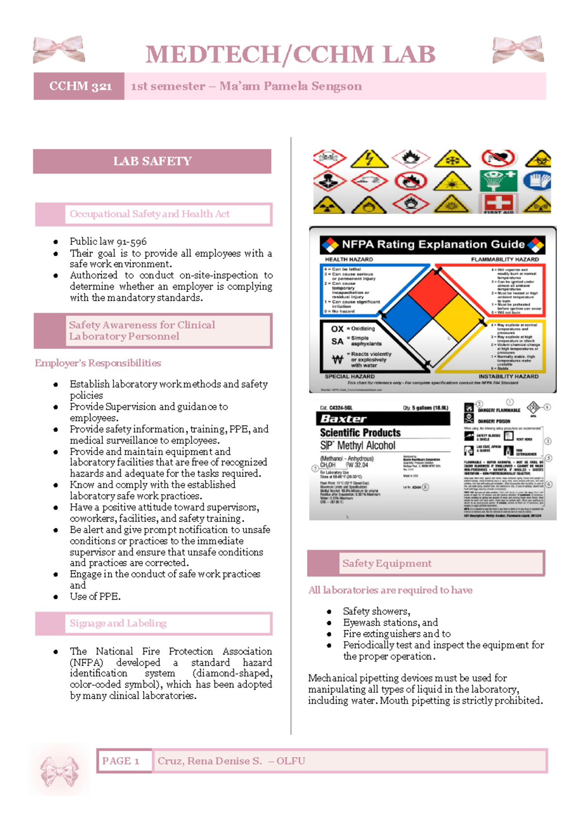 LAB Safety - cchm321 lab - Occupational Safety and Health Act Public ...