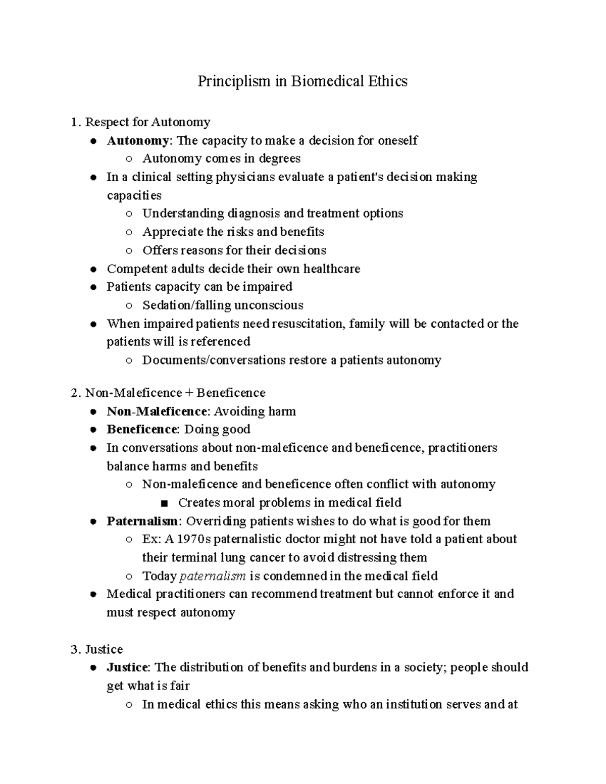 Principalism in Biomedical Ethics Notes - Principlism in Biomedical ...