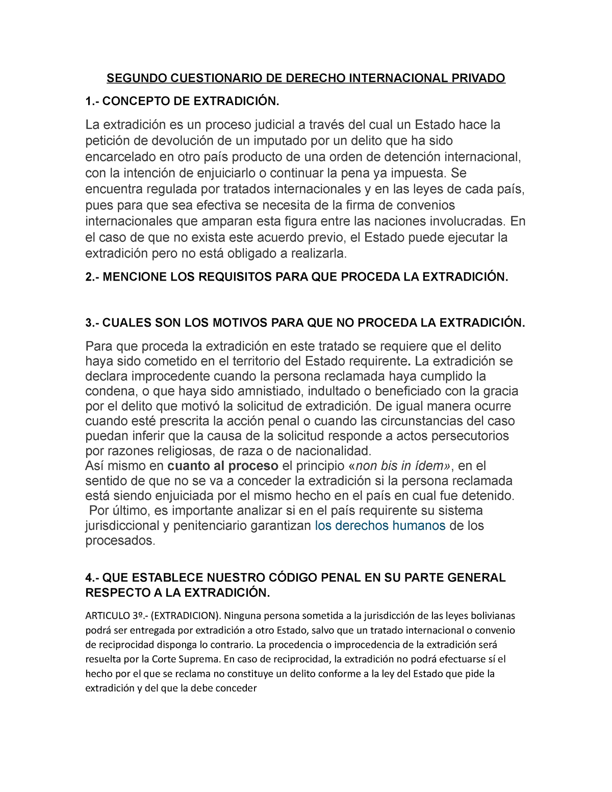 Derecho Internacional Segundo Cuestionario De Derecho Internacional Privado 1 Concepto De 2352