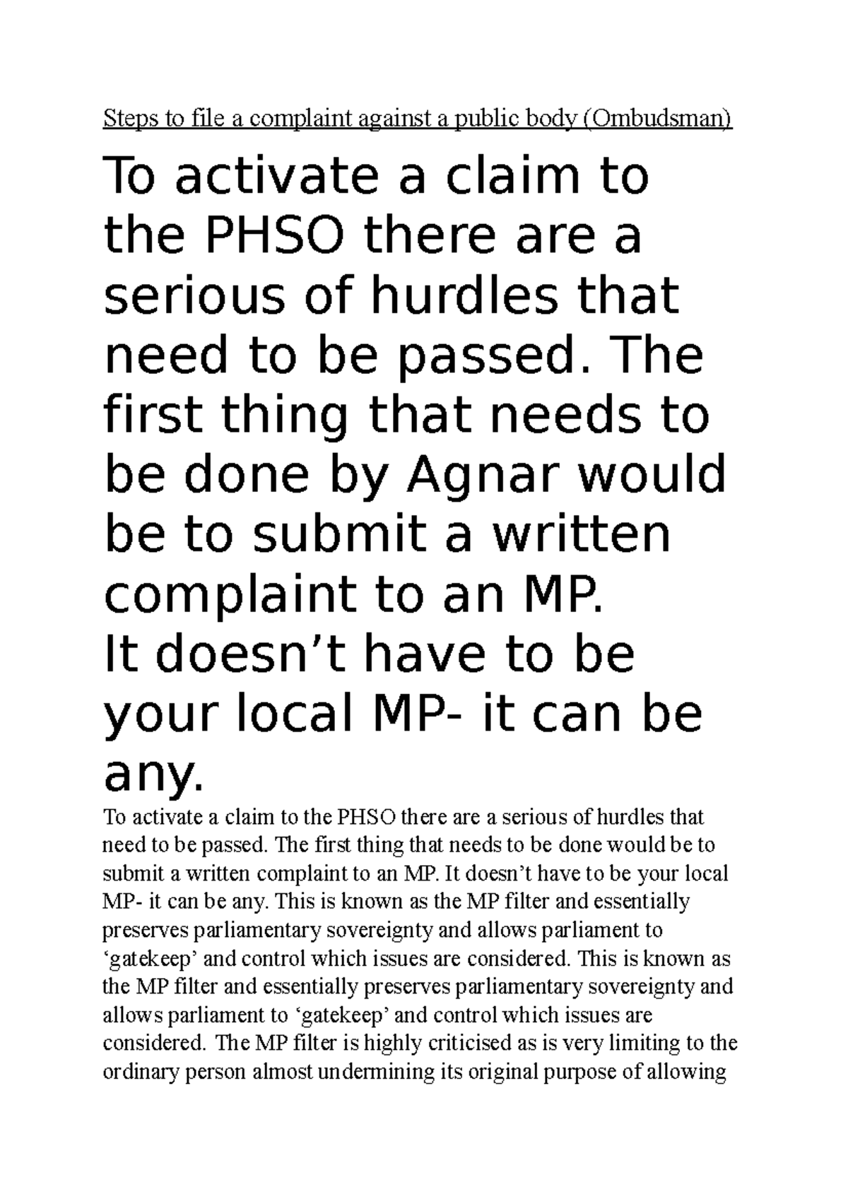 Notes it helped me Steps to file a complaint against a public body