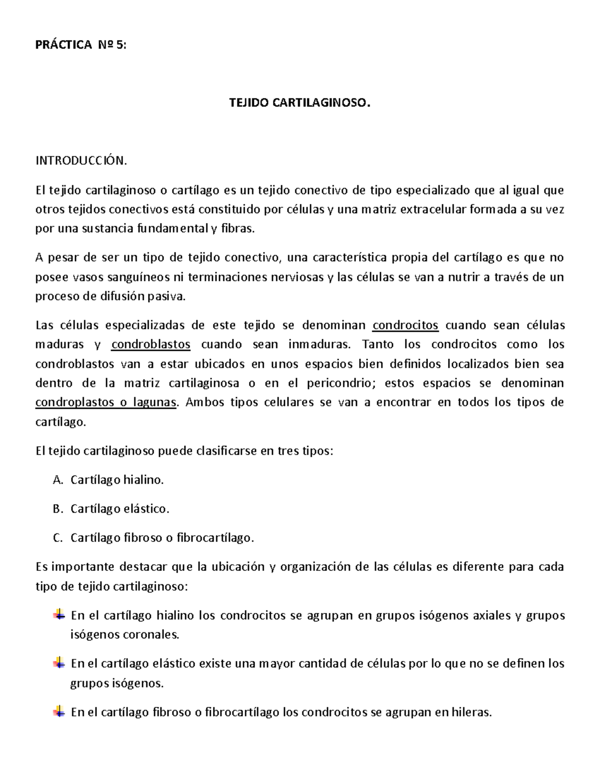 5 Practica Tejido Cartilaginoso - PRÁCTICA Nº 5: TEJIDO CARTILAGINOSO ...