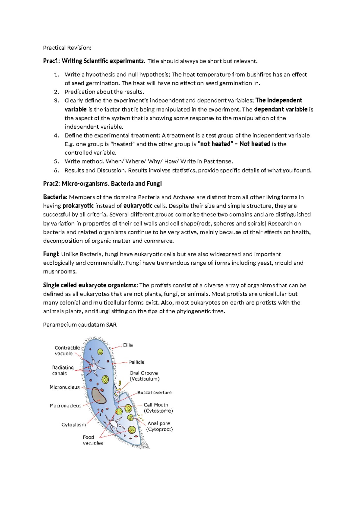 Practical Revision - Practical Revision: Prac1: Writing Scientific ...
