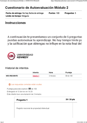 Cuestionario De Autoevaluación Módulo 2 Derechos Reales (vicky ...