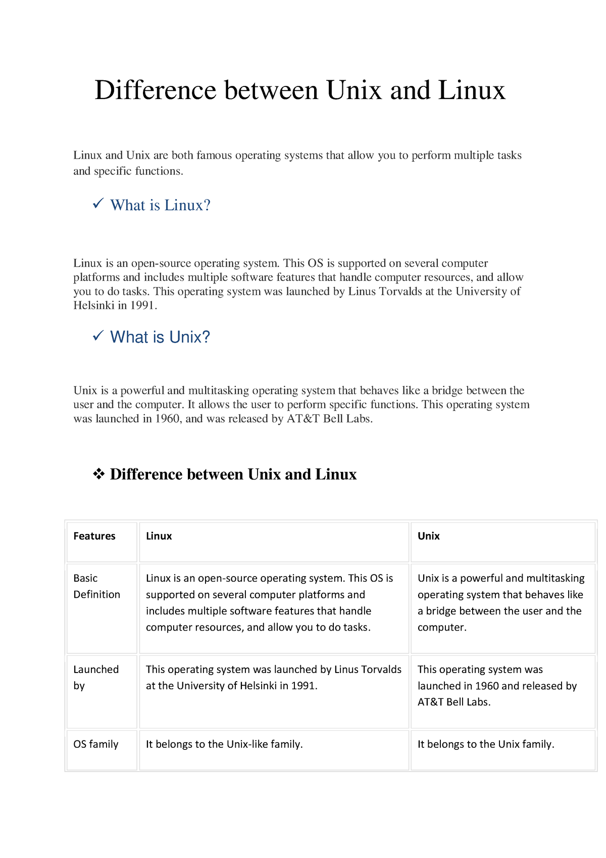 Difference Between Unix And Linux What Is Linux Linux Is An Open Source Operating System 1177