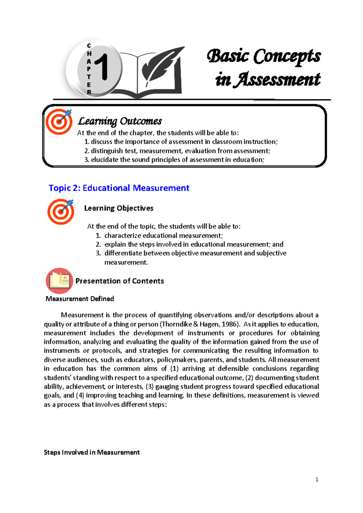 AOL Topic 2 - assessment of learning 2 - 1 Basic Concepts in Assessment ...