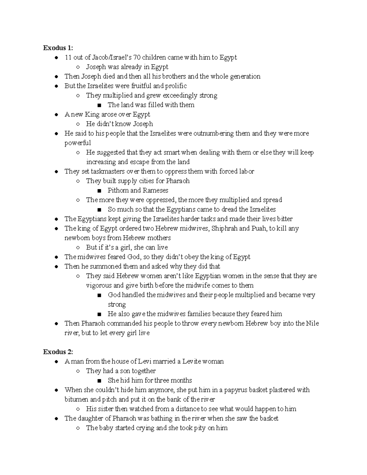 Sacred Page Exodus Notes - Exodus 1: 11 out of Jacob/Israel’s 70 ...