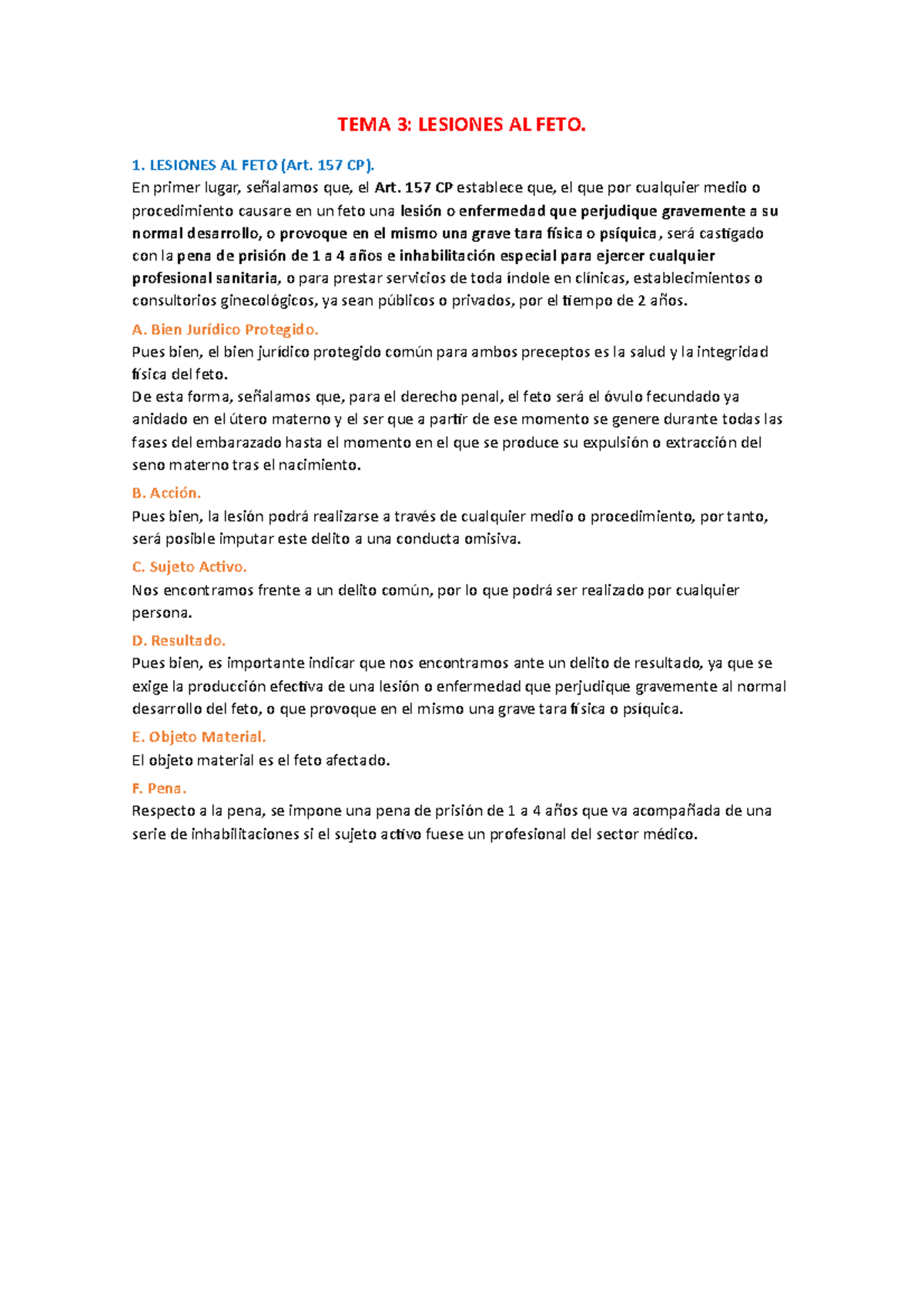 Tema 3. Delito De Lesiones [B. Lesiones Al Feto](Bloque1) - TEMA 3 ...