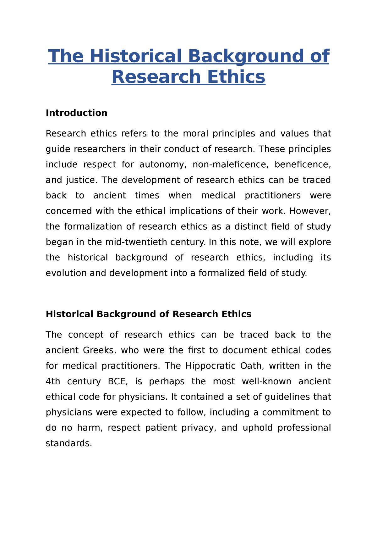 historical background of research paper