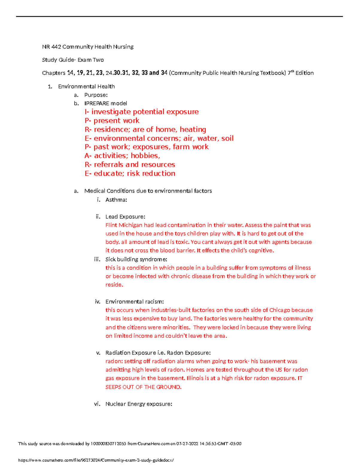 Community Final Load - NR 442 Community Health Nursing Study Guide ...