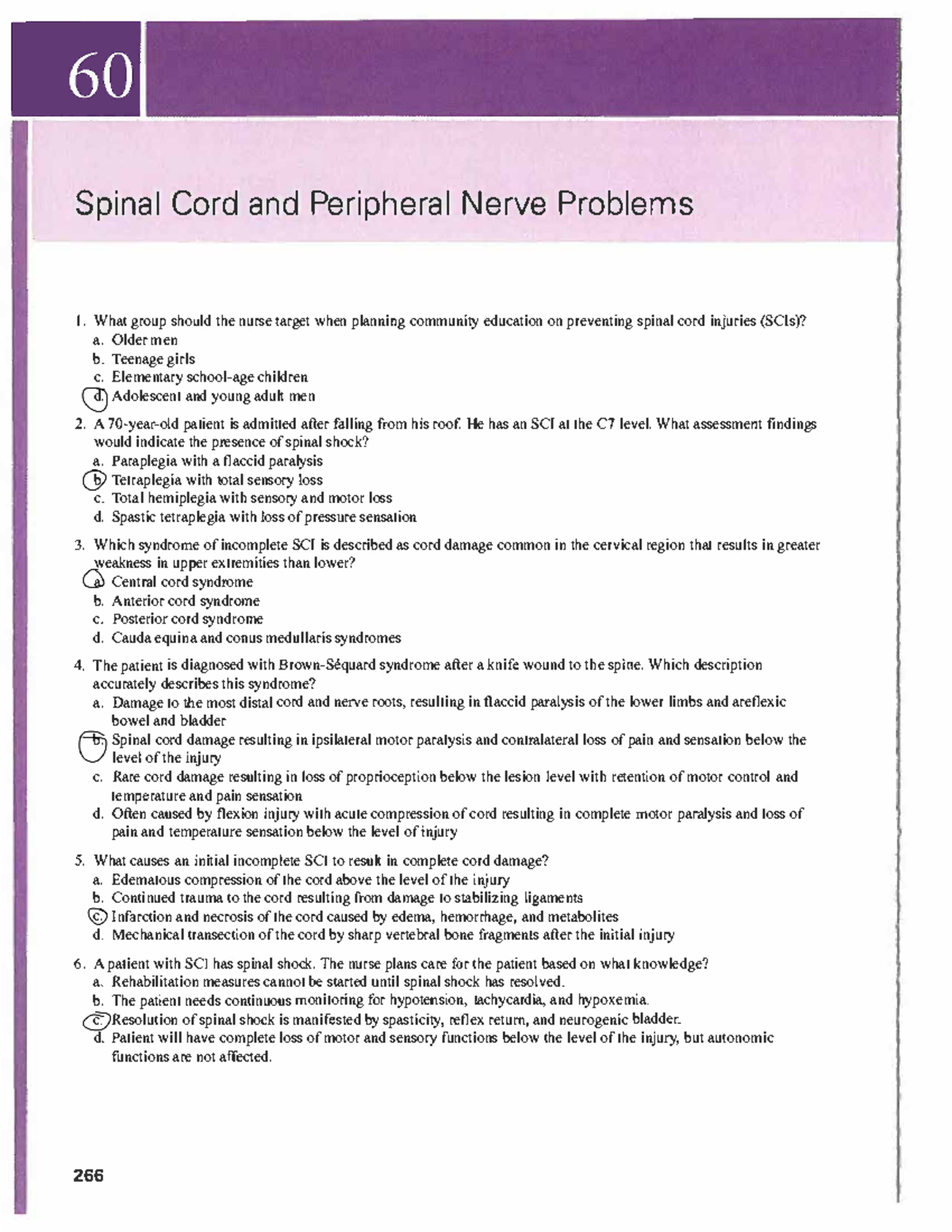 Spincal Cord Injury Nclex questions with case study 1 Spinal Cord and