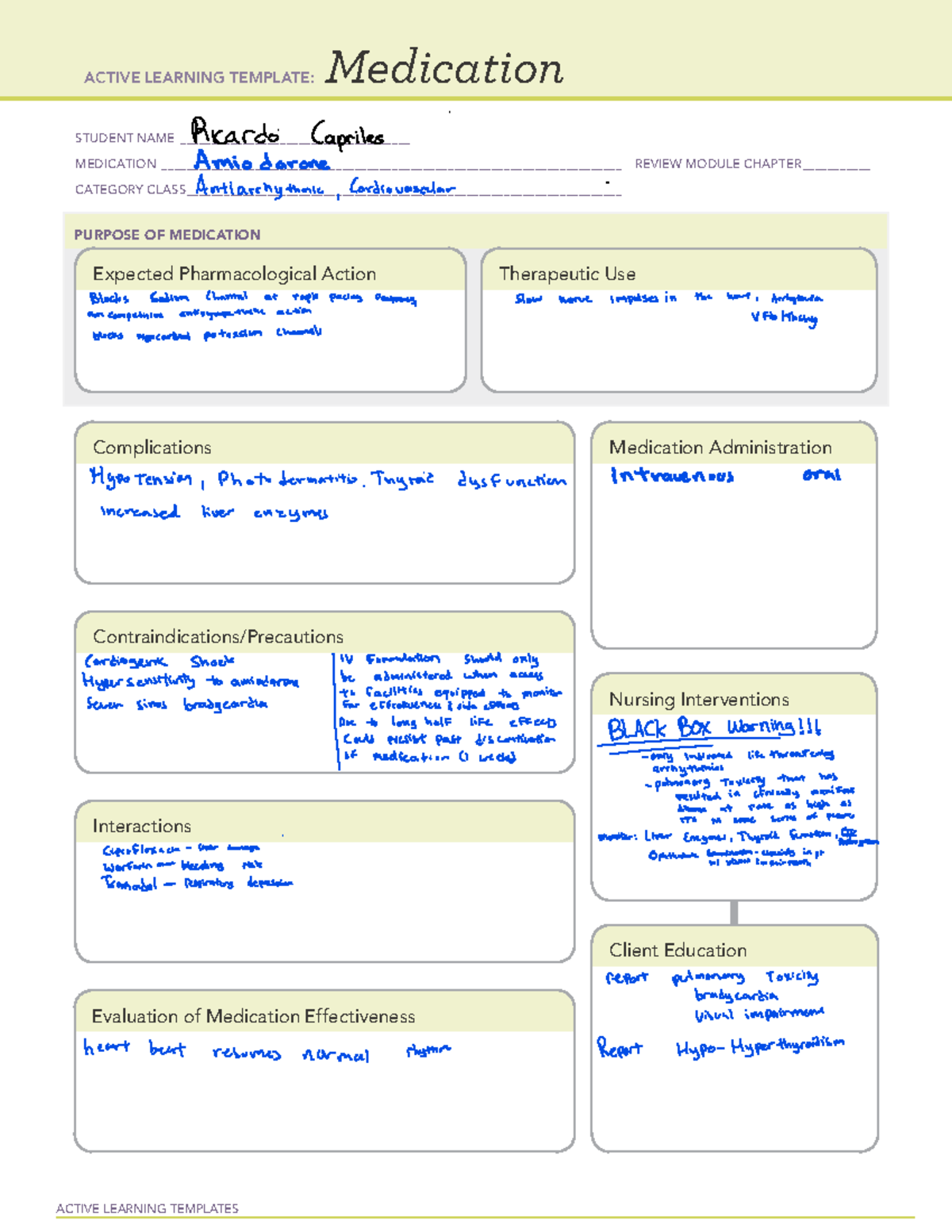 Amiodarone - Drug card - ACTIVE LEARNING TEMPLATES Medication STUDENT ...