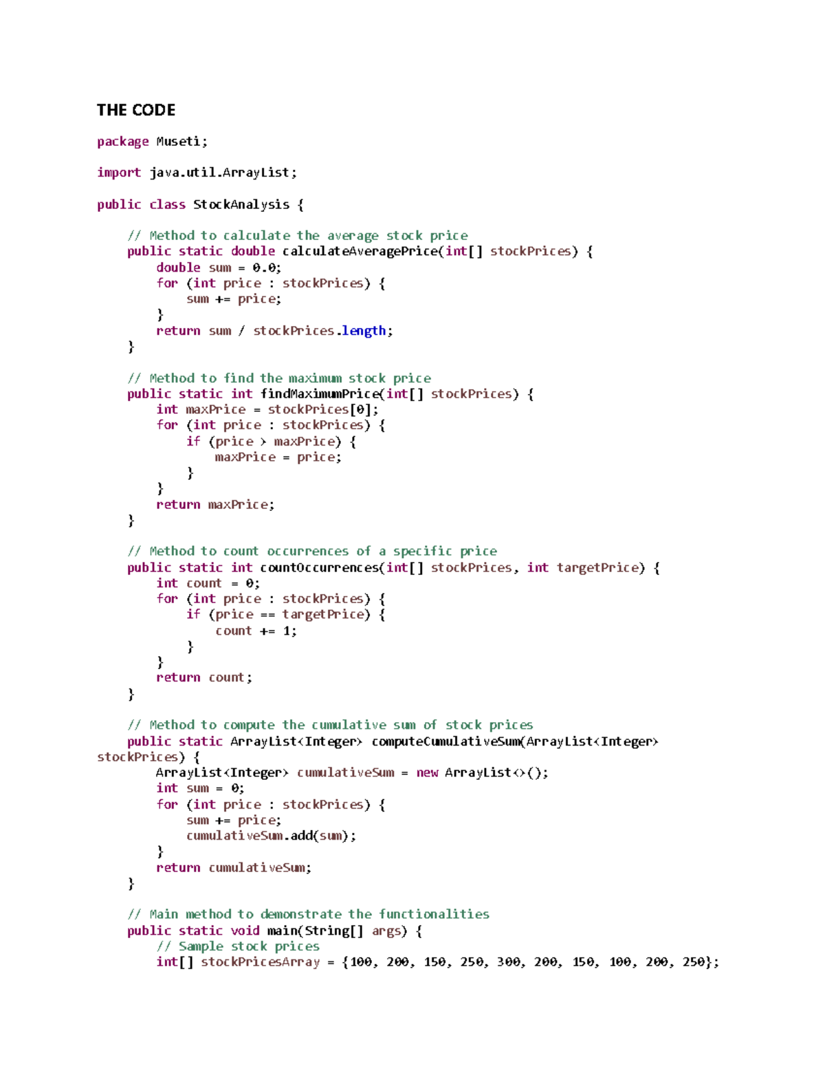 Assignment 4 - PROGRAMMING CS1102 - THE CODE package Museti; import ...