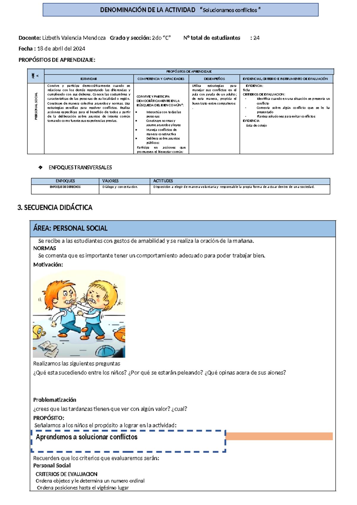 Personal social 18 de abril - Docente: Lizbeth Valencia Mendoza Grado y ...