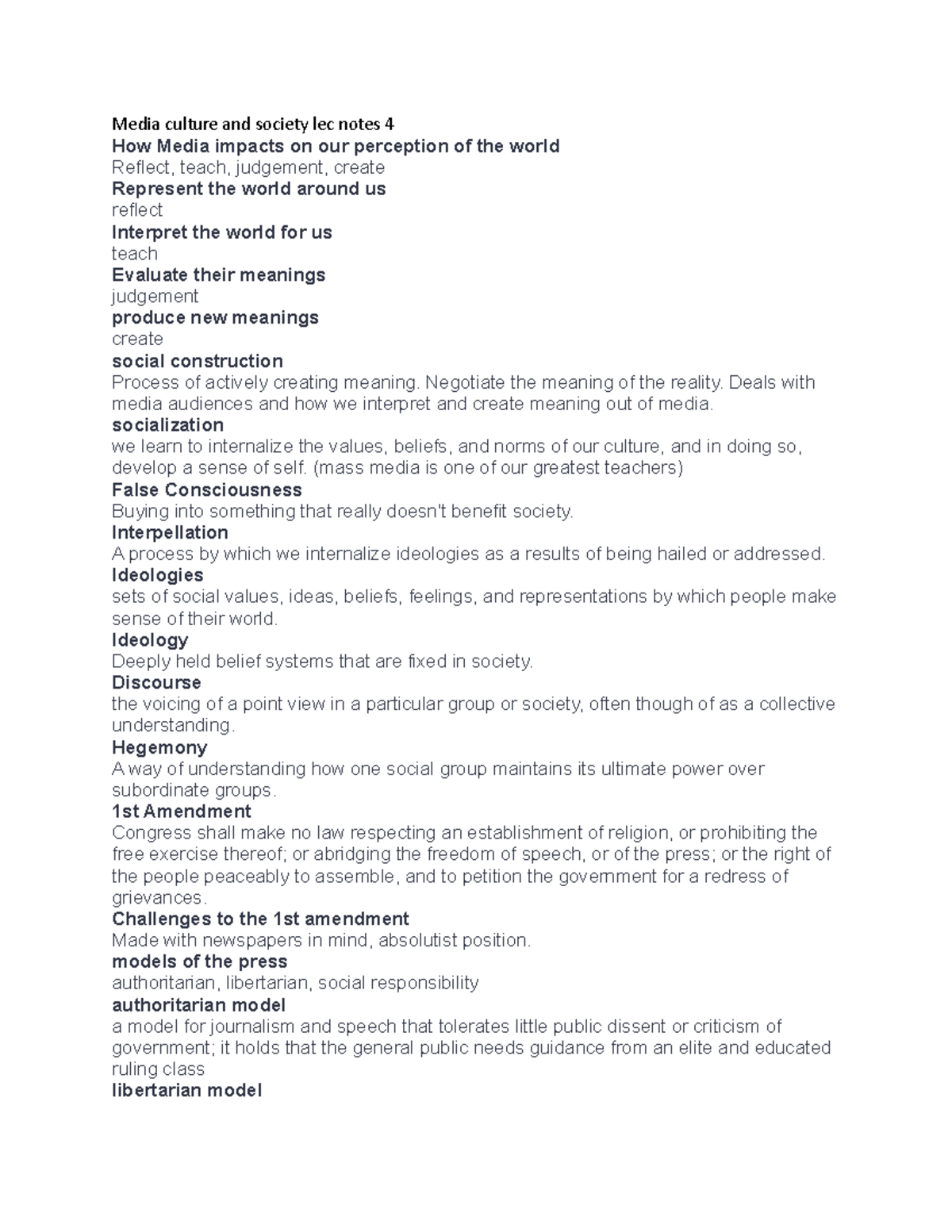 Media Culture And Society Lec Notes 4 Negotiate The Meaning Of The