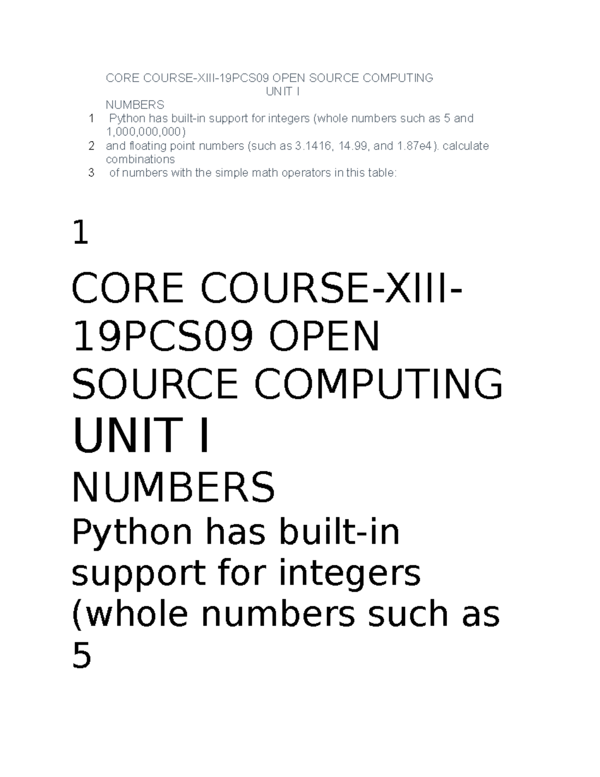 CORE Course - CORE COURSE-XIII-19PCS09 OPEN SOURCE COMPUTING UNIT I ...