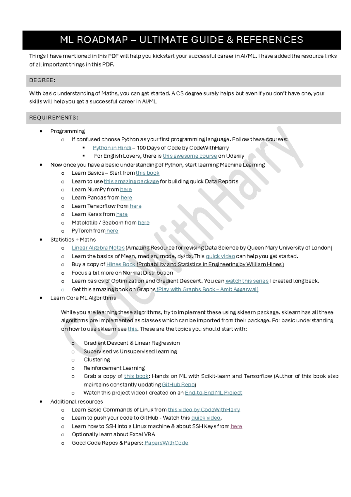 ML Roadmap - Notes - machine learning - ML ROADMAP – ULTIMATE GUIDE ...