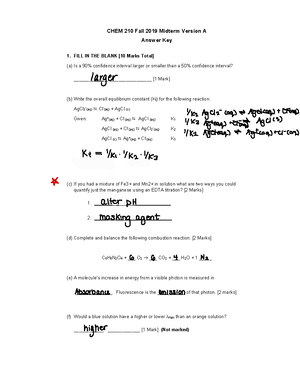 2019 Midterm Version B Key - CHEM 210 Fall 2019 Midterm Version B ...