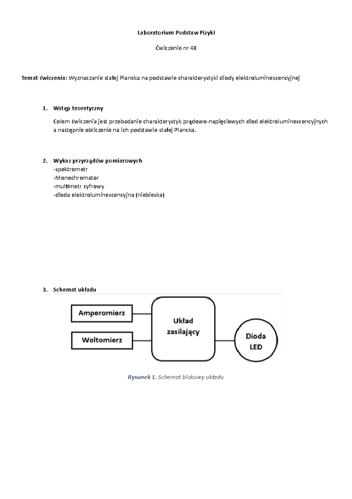 Sprawozdanie ćw. 48 Wyznaczanie Stałej Plancka - Laboratorium Podstaw ...