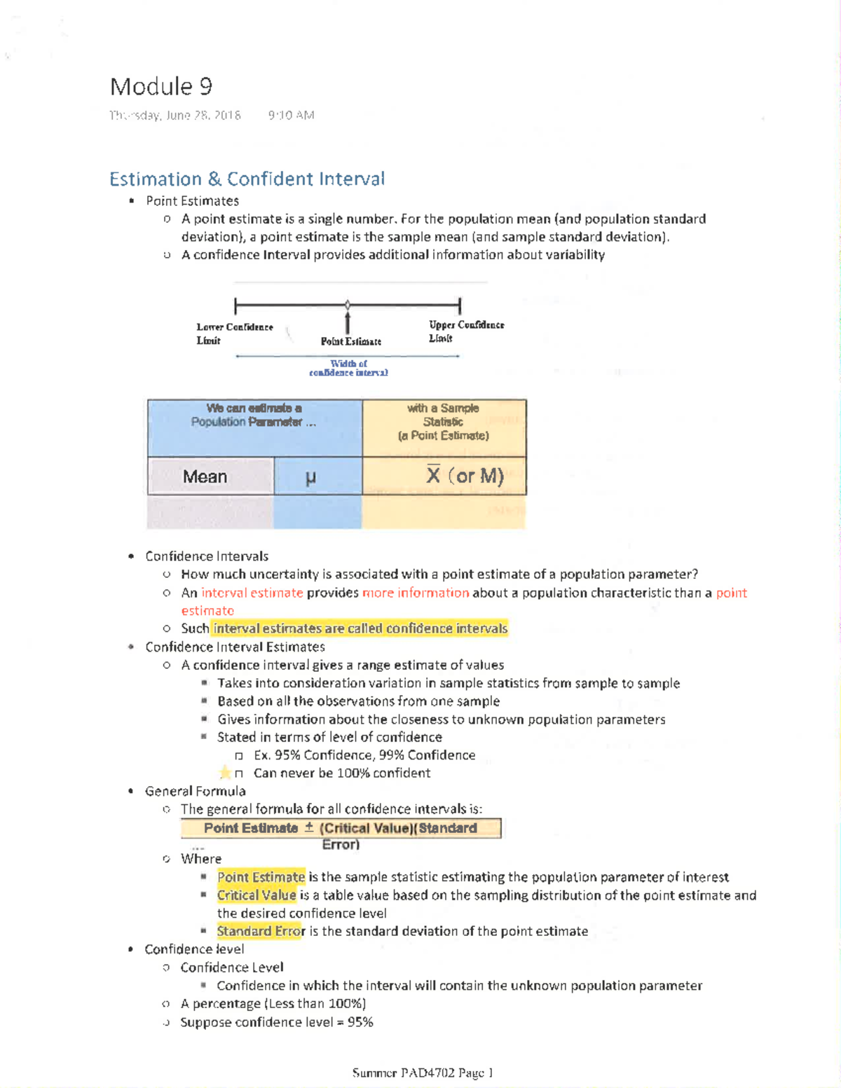 Module 9 Ch. Notes - Module 9 Thursday, June 28, 2018 9:10 AM ...