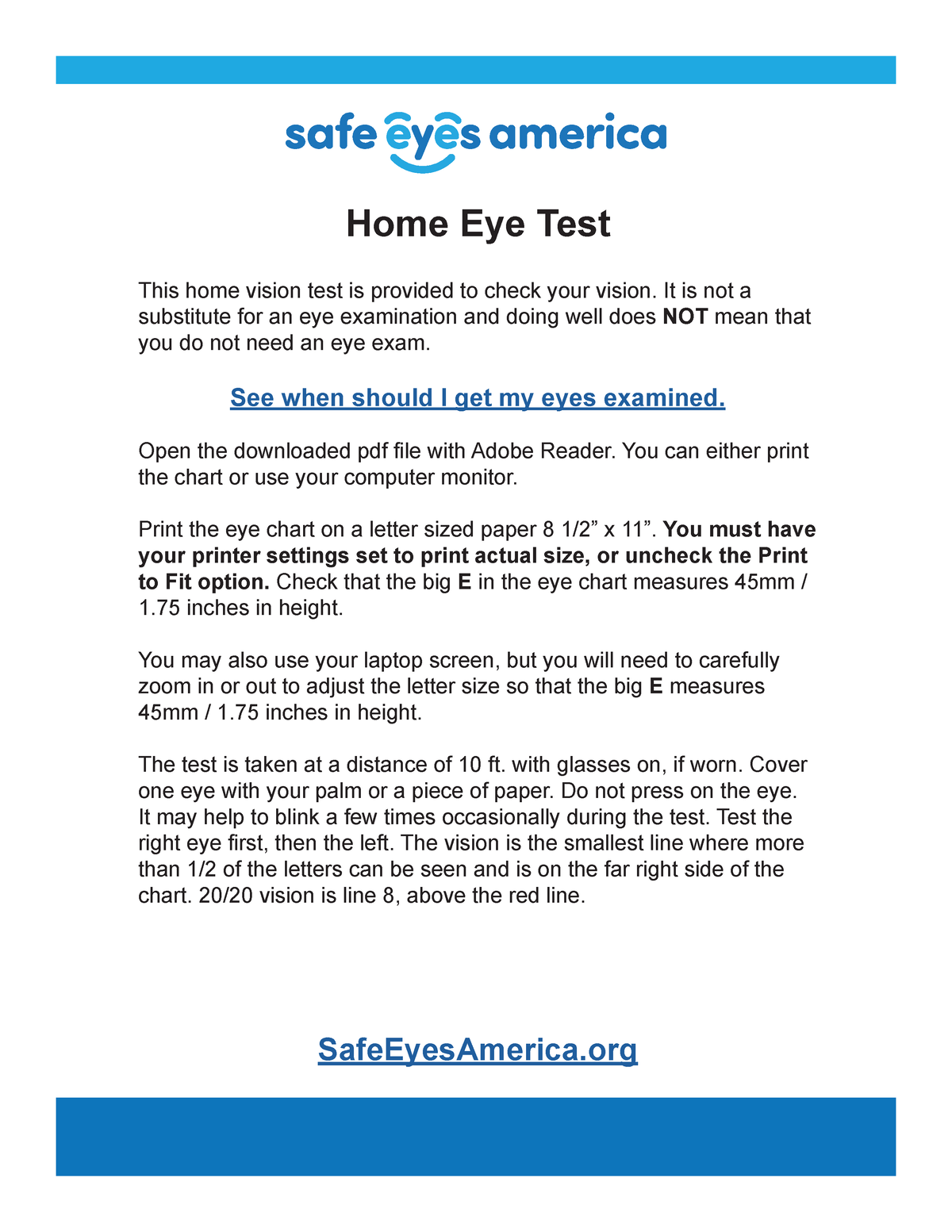 Home vision tests