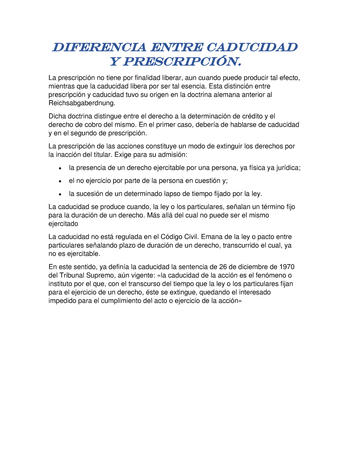 Diferencia Entre Caducidad Y Prescripción - DIFERENCIA ENTRE CADUCIDAD ...