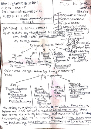 HVPE 8th Sem All Notes - Human Values and Professional Ethics II - Studocu