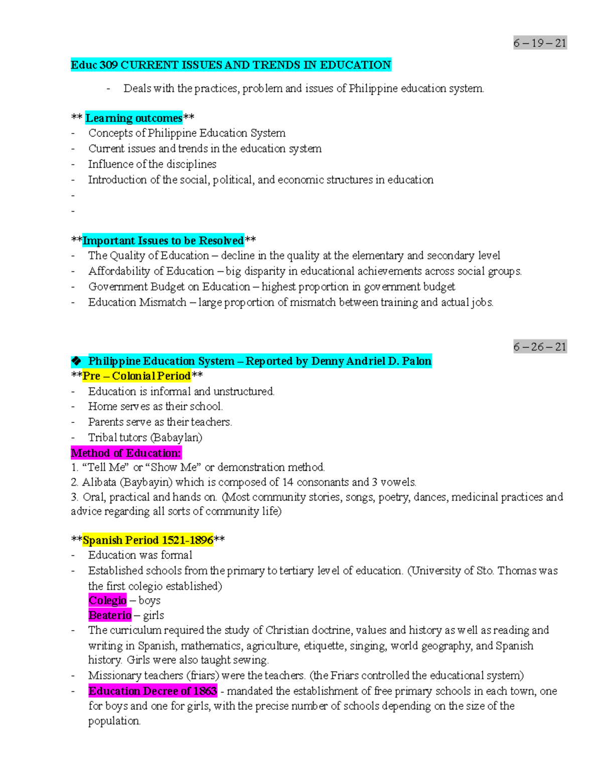 Changes To Policy And Current Issues In Education