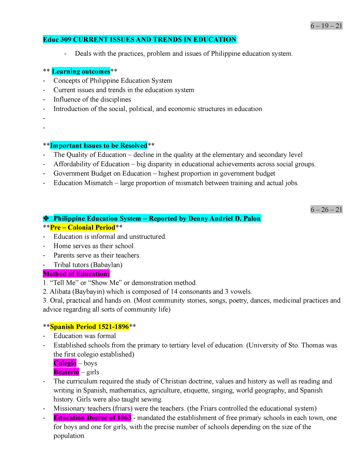 Current Issues And Trends 6 19 21 Educ 309 CURRENT ISSUES AND 