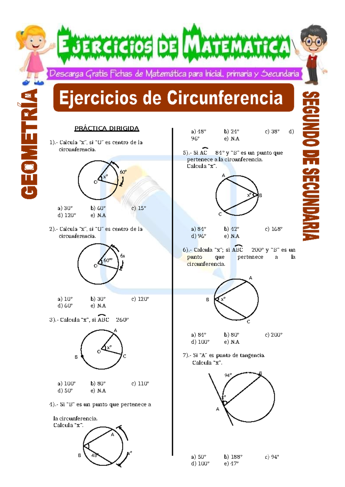 Ejercicios De Circunferencia Para Segundo De Secundaria PrÁctica