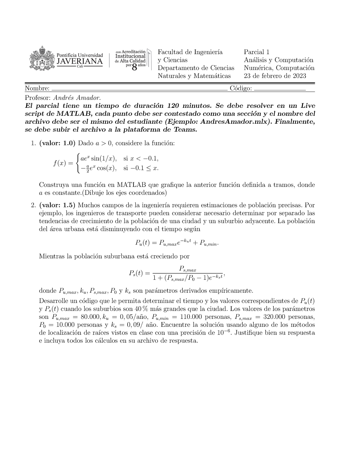 Parcial-1-20231 - Parcial De Ese Año - Facultad De Ingenier ́ıa Y ...