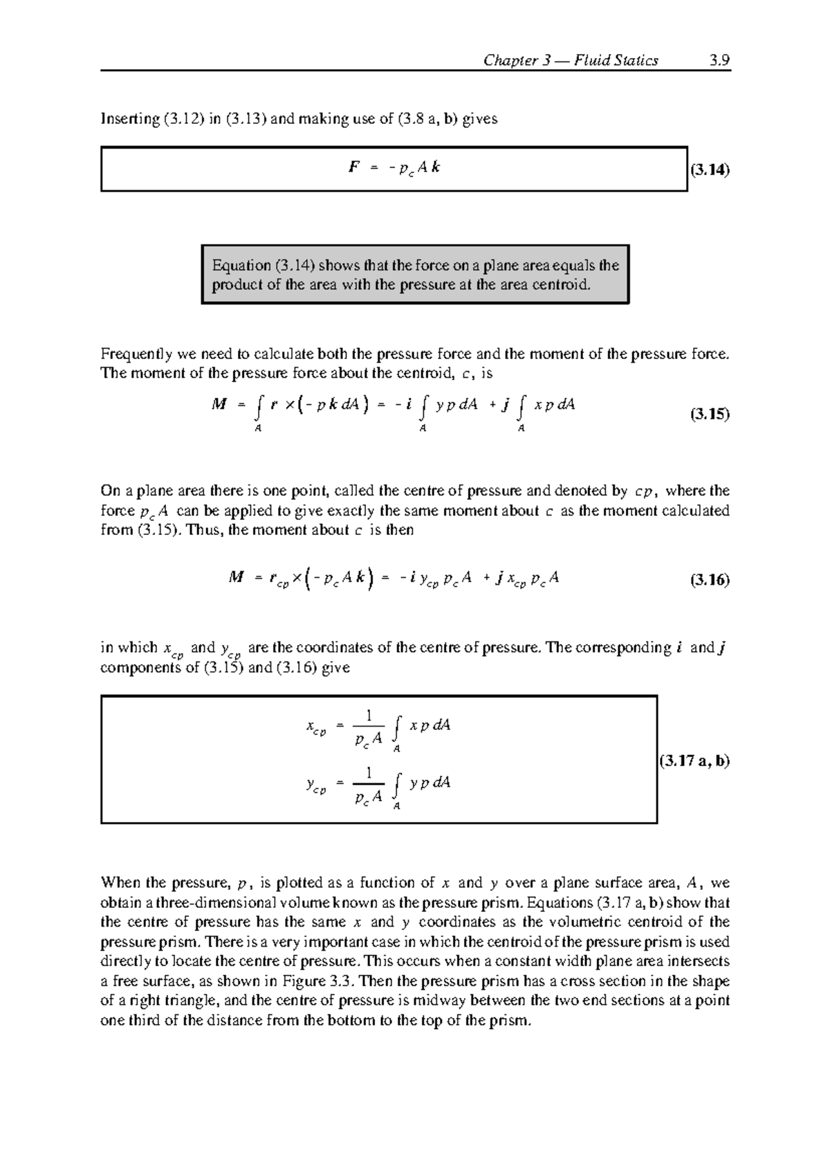 FM Ch 3 - Fluid Statics Part 2 - Chapter 3 — Fluid Statics 3. F Pc A K ...