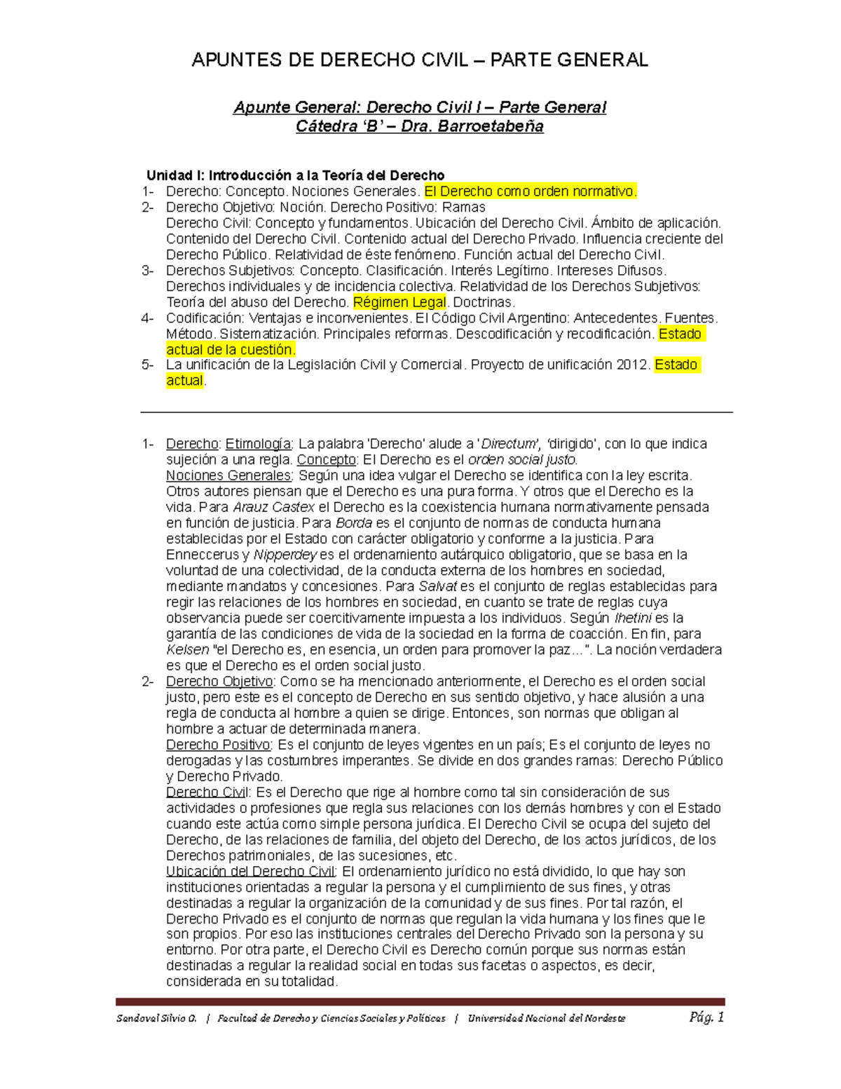 Apunte Derecho Civil I B Comentado 2021 - Apunte General: Derecho Civil ...