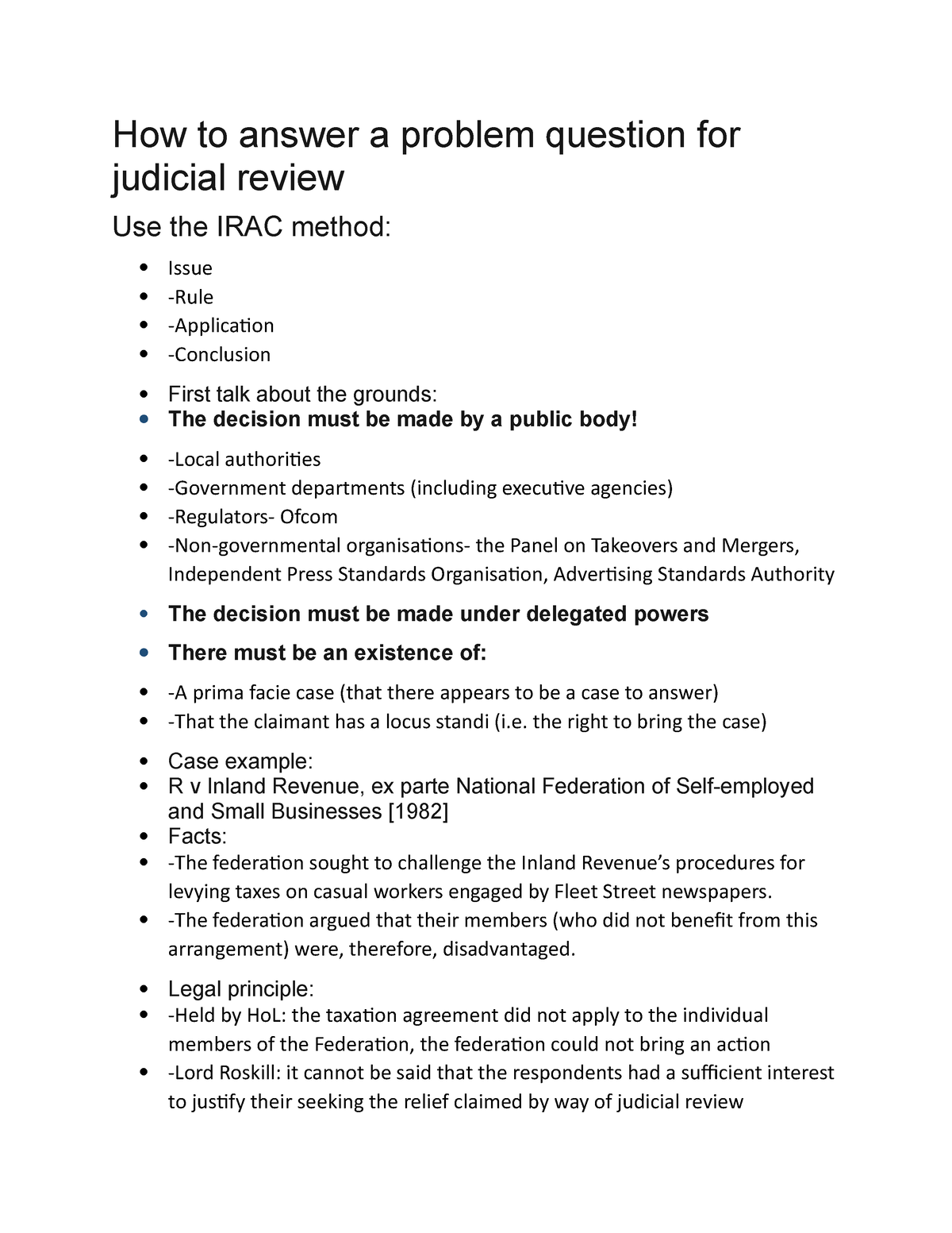 how to answer legal case study questions