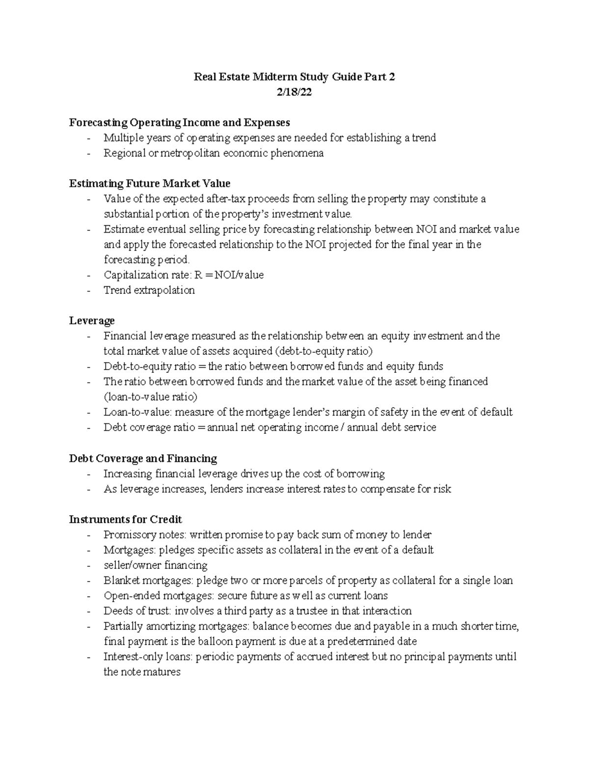Real Estate Midterm Study Guide part 2 Estimate eventual selling