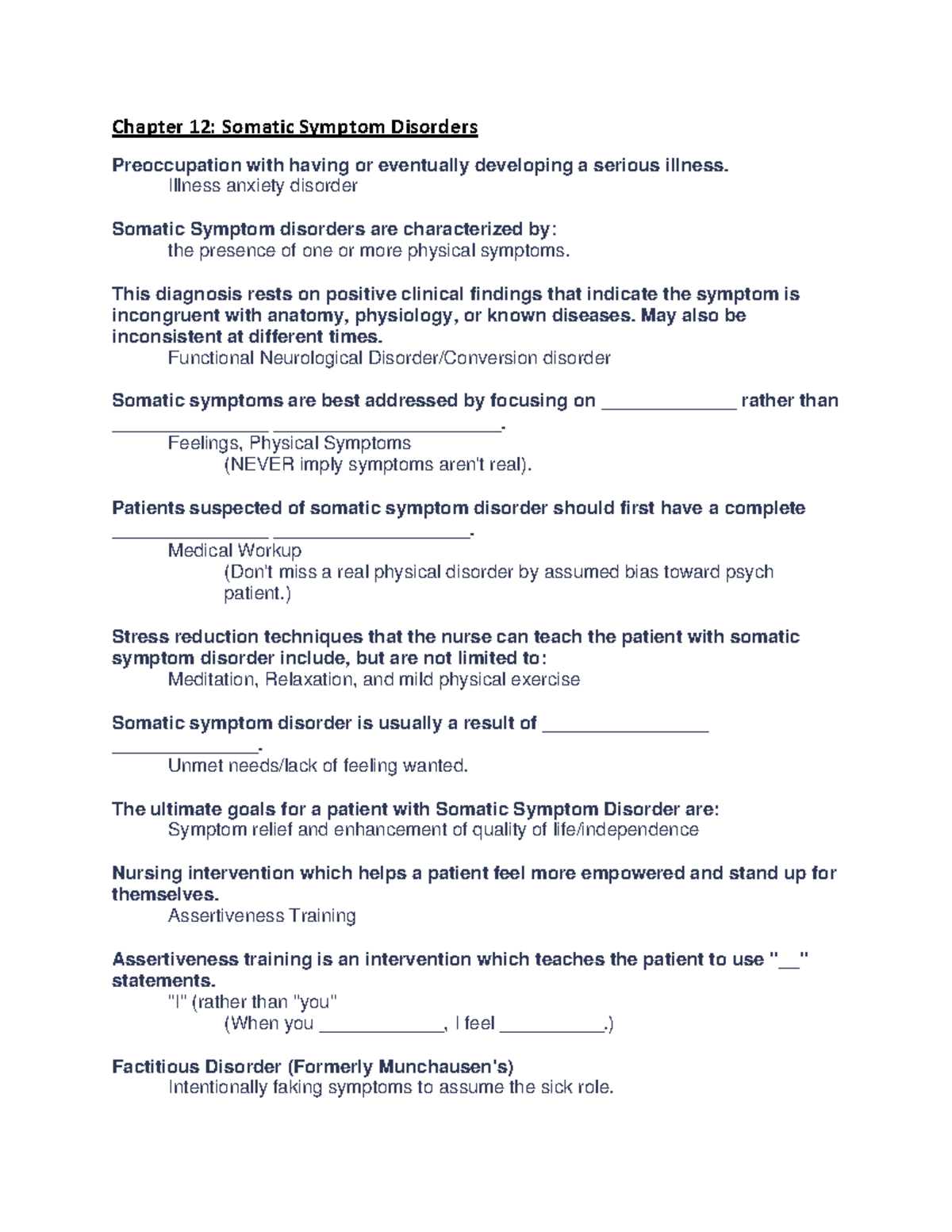 Chapter Somatic Disorders Chapter Somatic Symptom Disorders Preoccupation With Having