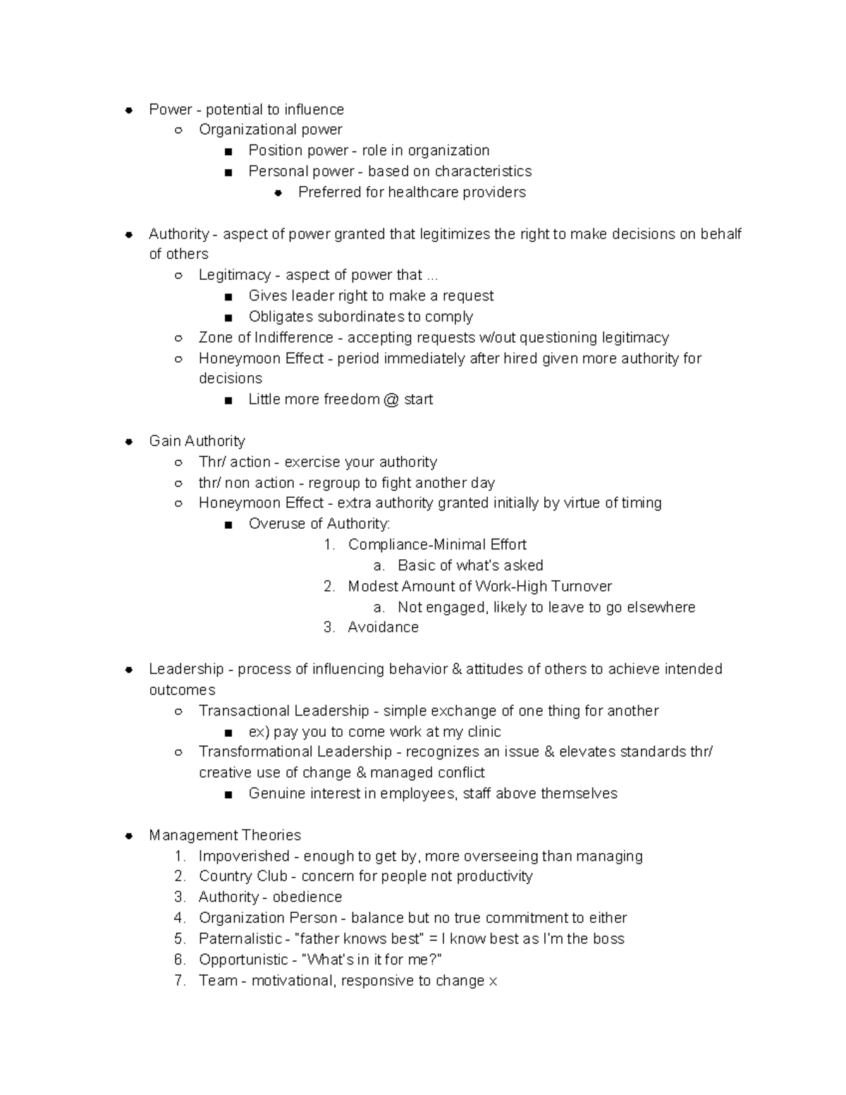 Ch. 2 Principles of Management - Power - potential to influence ...