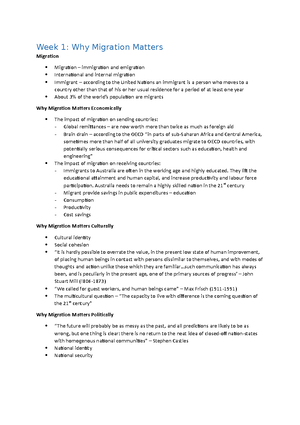 Lecture notes, lecture 2 - Summary of the theories of migration - Week ...