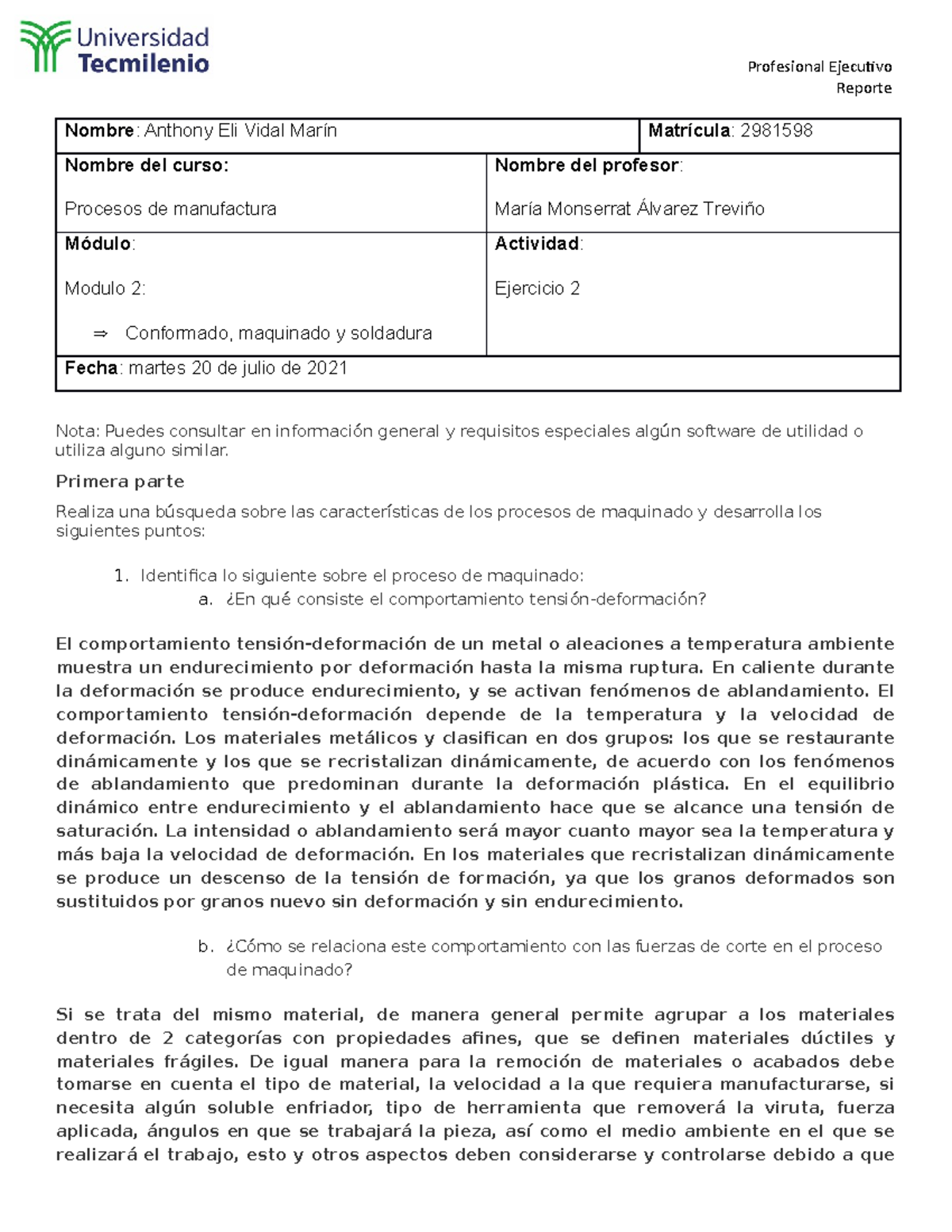 Ejercicio 2 PDM - Reporte Nombre : Anthony Eli Vidal Marín Matrícula ...