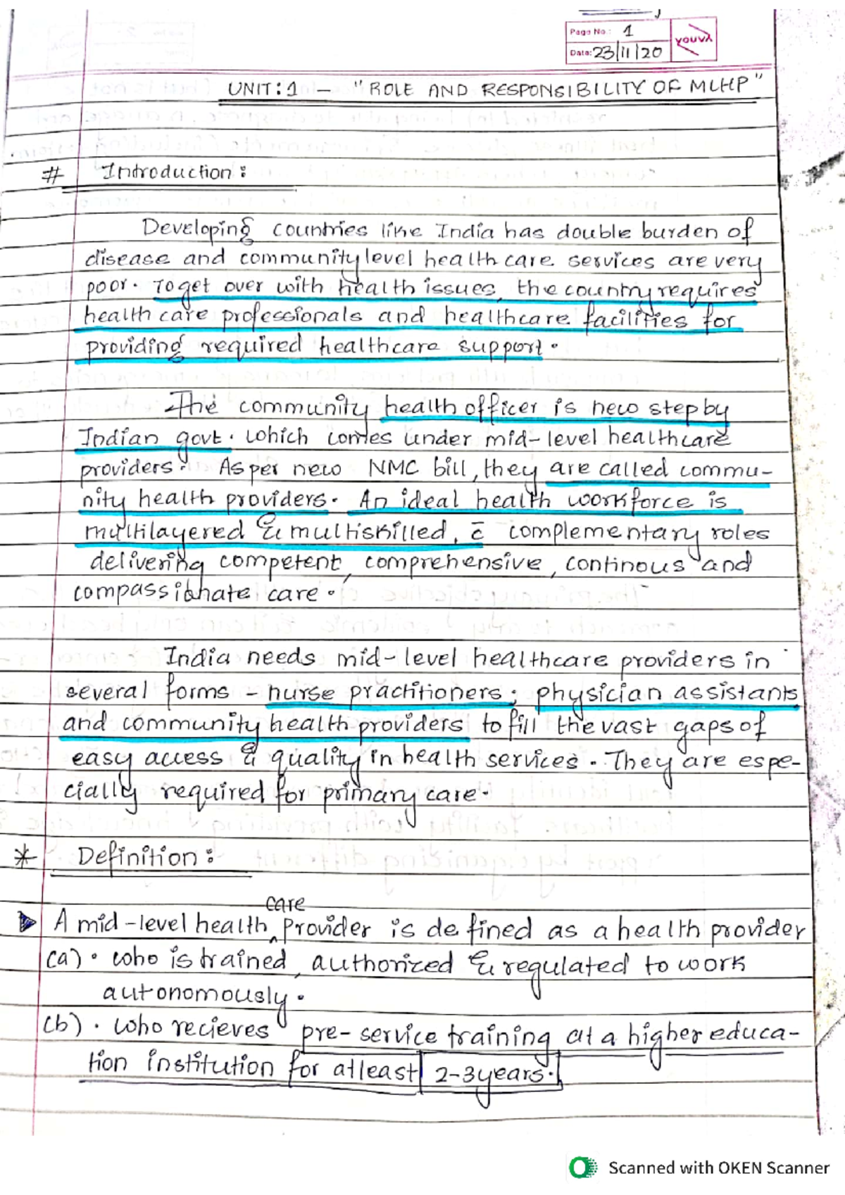 Mlhp unit1 - Bsc.nursing - Studocu
