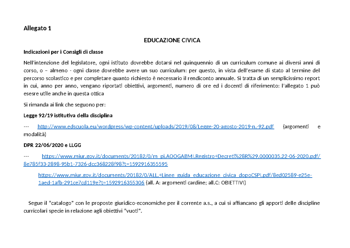 Esempi Svolti Di Eas Educazione Civica Allegato 1 catalogo Educazione Civica - Allegato 1 EDUCAZIONE CIVICA