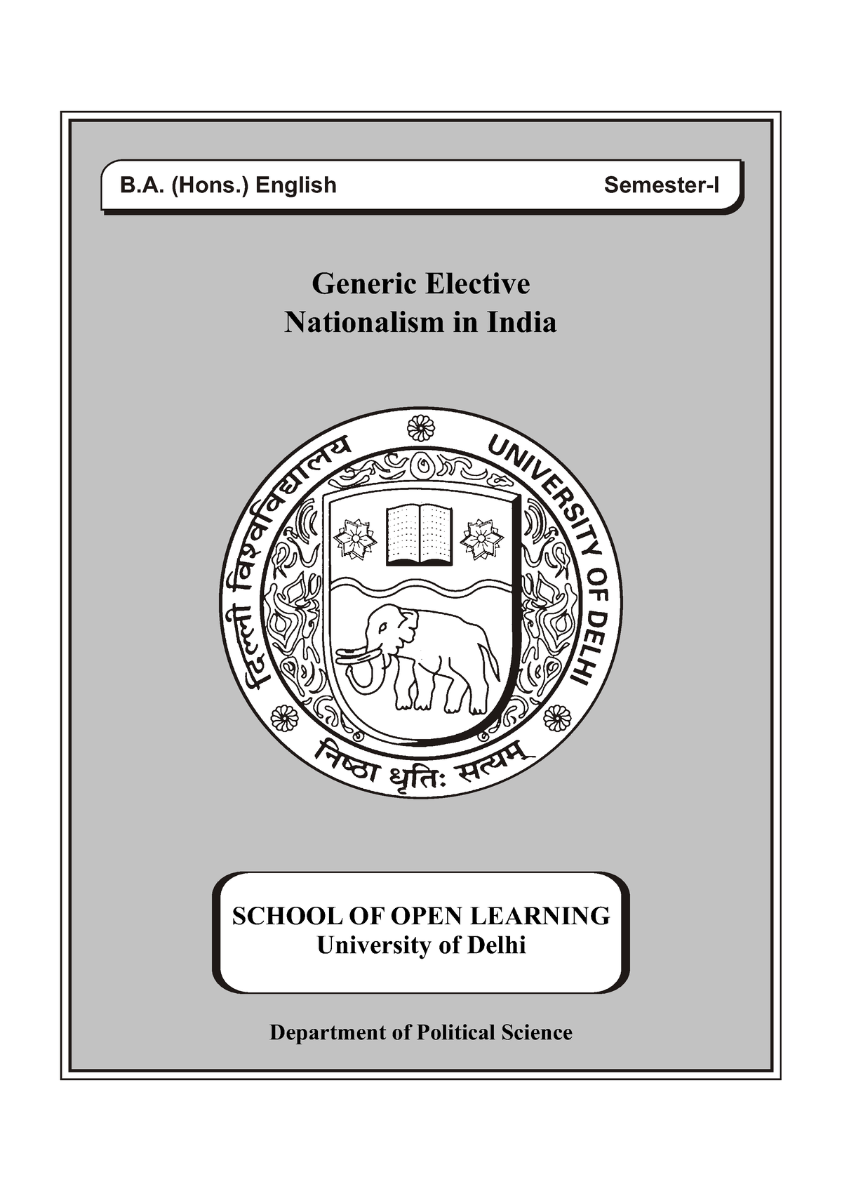 Unit 1-5 - Study Material Of SOL - B. (Hons.) English Semester-I SCHOOL ...