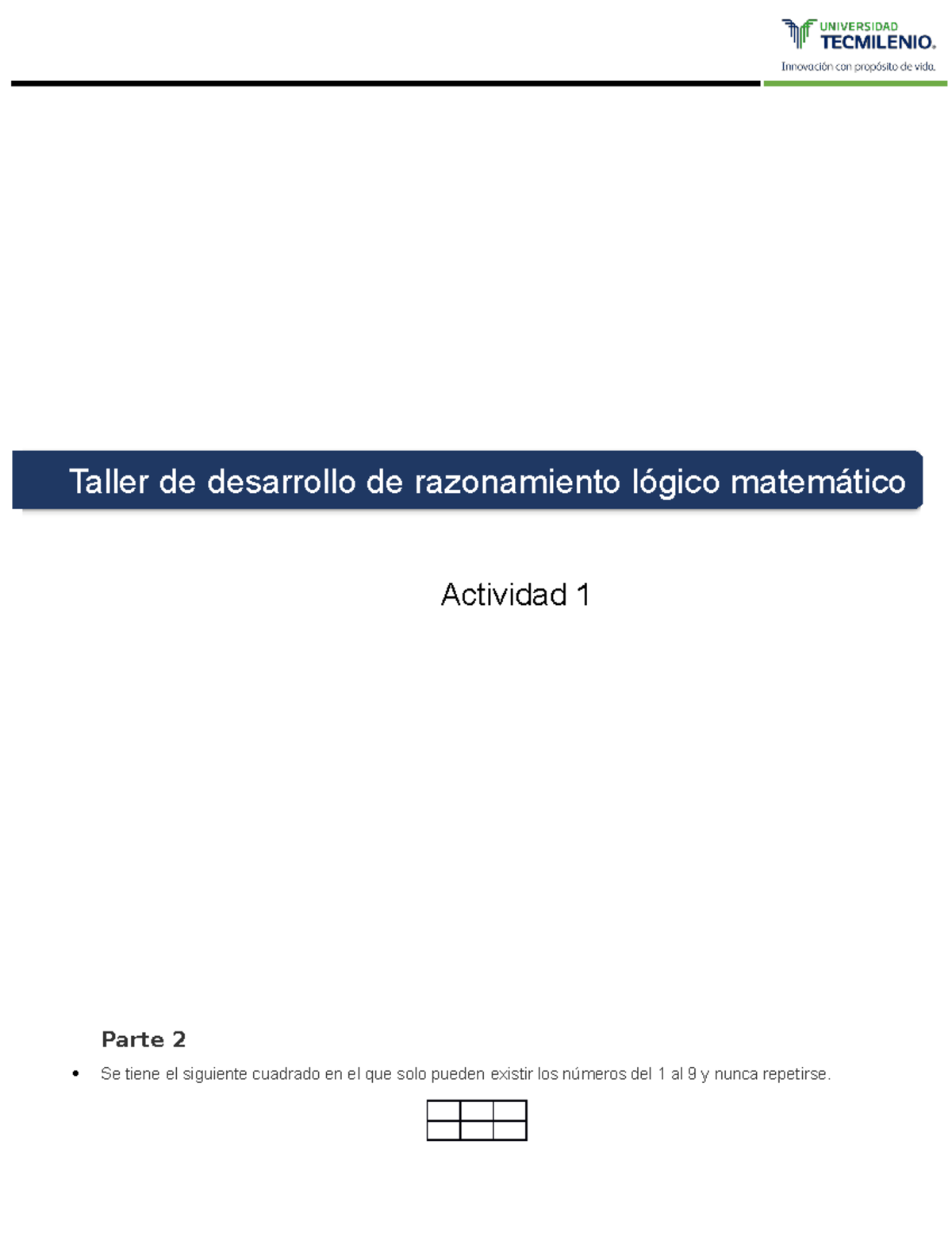 Actividad 1 - Taller De Desarrollo De Razonamiento Lógico Matemático ...