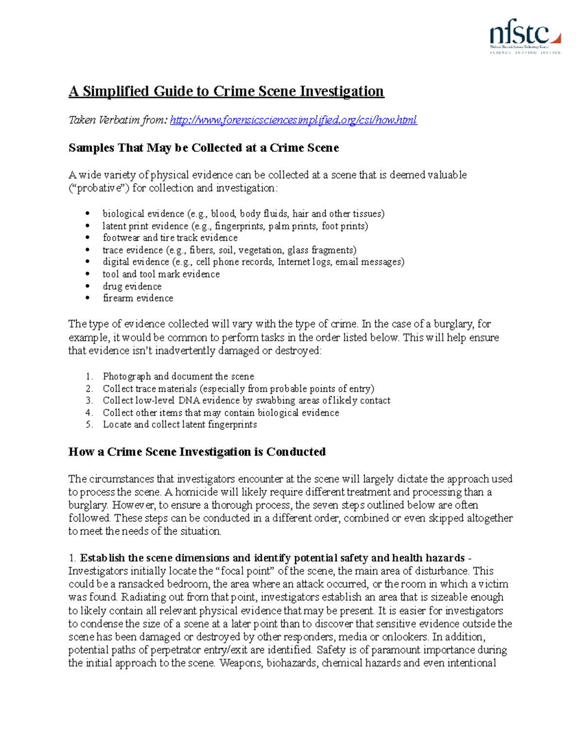 A Simplified Guide to Crime Scene Investigation - html Samples That May ...