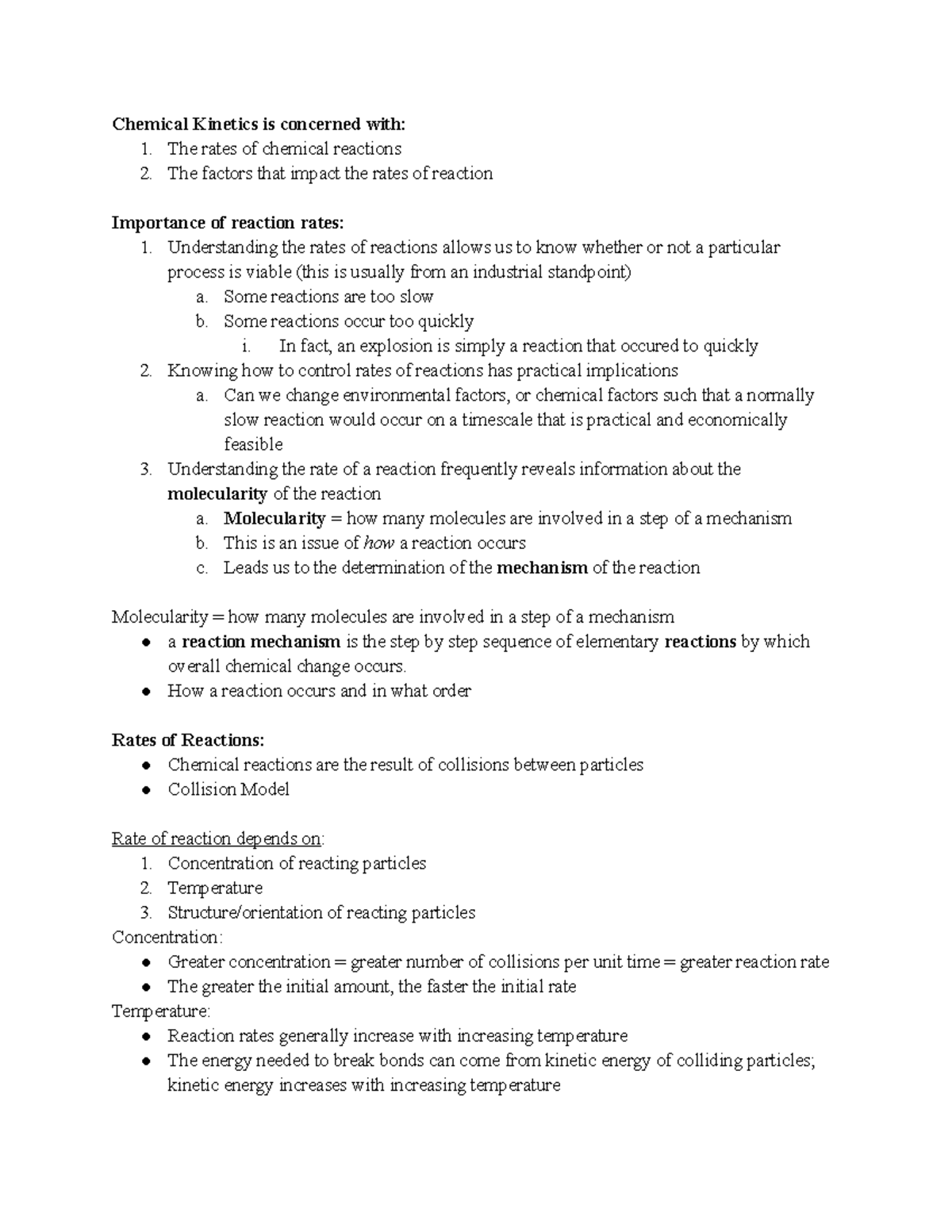 Chapter 14 Chemical Kinetics - Chemical Kinetics Is Concerned With: 1 ...