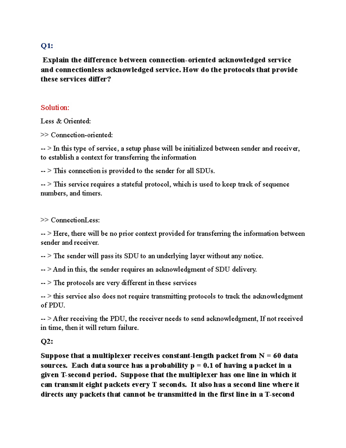 HE163096 Nwc203c Paper No 1 - Q1: Explain the difference between ...