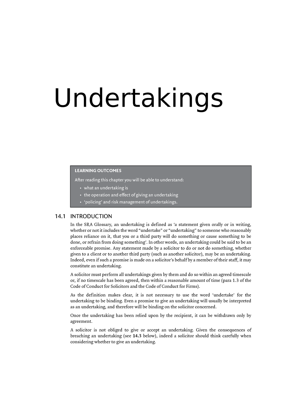 Undertakings - Introduction To Professional Practise Textbook Notes ...