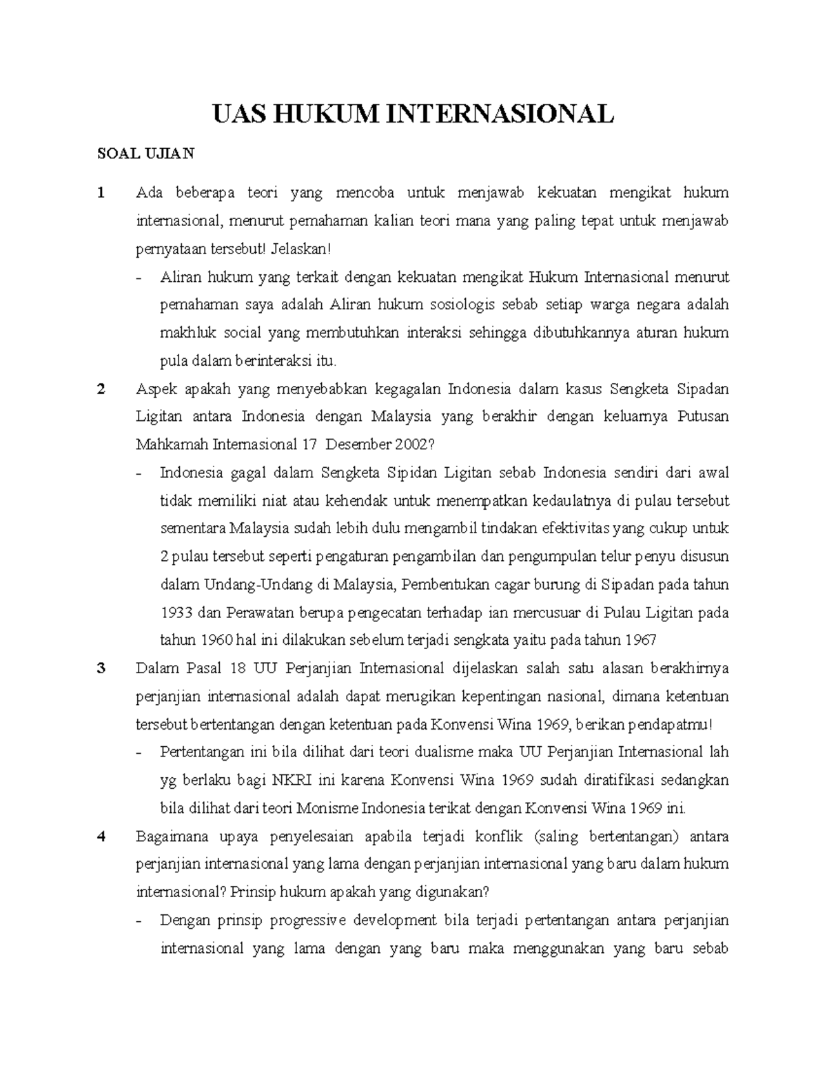 UAS HI - Soal Ujian Akhir Semester Hukum Internasional - UAS HUKUM ...