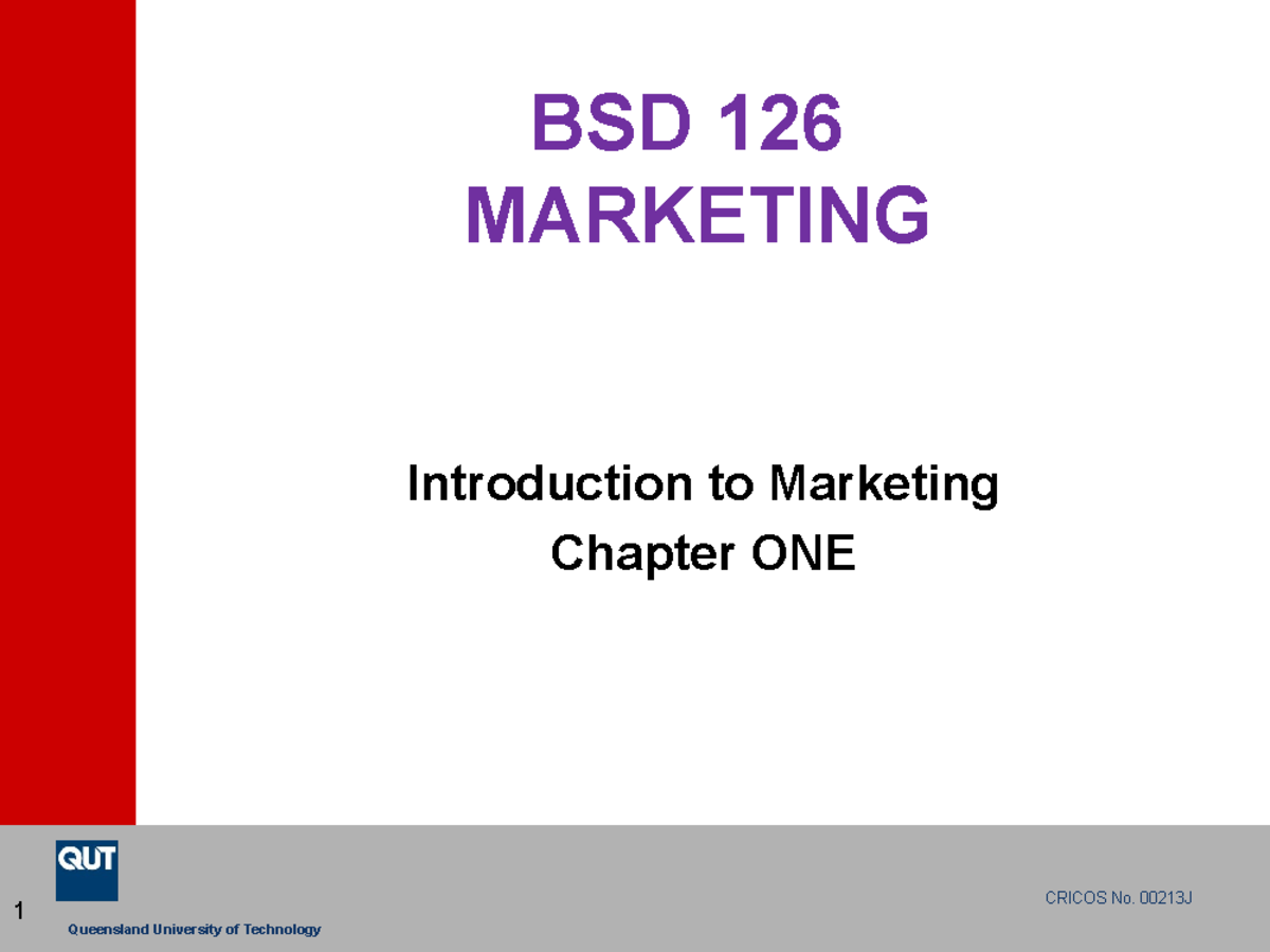 Bsd126 - Marketing - Week 1 - Student - BSD 126 MARKETING Introduction ...